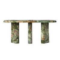 Table console de luxe en onyx vert avec pieds en onyx assortis, design entièrement en pierre