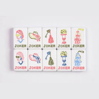 Jeu de mahjong américain portable en acrylique bleu avec détail en forme d'arc, 160 tuiles, modèle 30