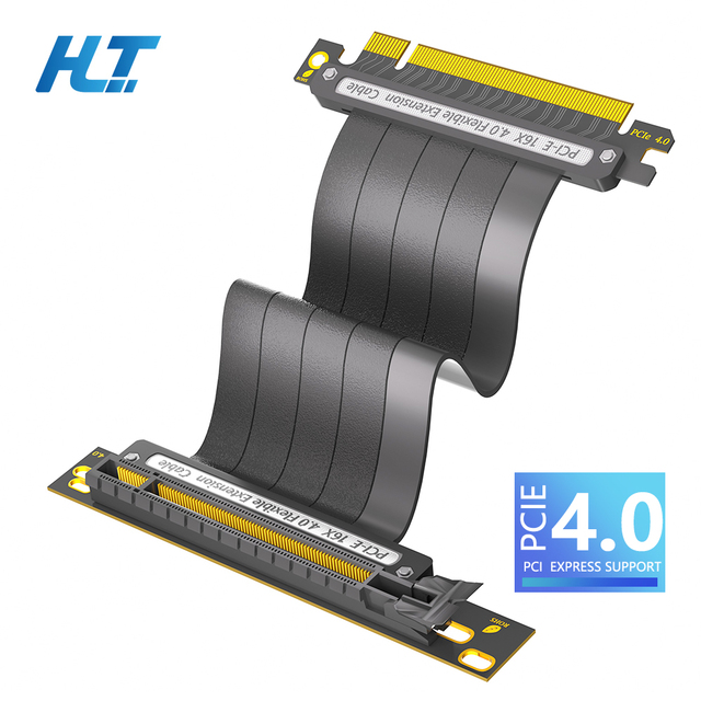 High-Speed PCI Express 4.0 16X Riser Cable for Desktop GPU 90 Degree Flexible Ribbon Extension Cable for Graphic Card PCI-e 4.0