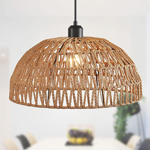 Lustre et <span class=keywords><strong>suspension</strong></span> en corde de chanvre et bambou naturel, disponible en tailles moyennes, design suspendu - Product Image 4