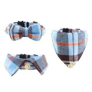 Conjunto de Collar a Cuadros para Perro con Lazo y Pañuelo, Diseño de Hebilla Ajustable para Perros Pequeños, Estilo Clásico para Todas las Estaciones - Product Image 1