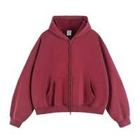 Sweat à capuche zippé en molleton brossé 350 GSM délavé, style streetwear américain, veste zippée pour homme, coupe oversize, vente en gros, logo personnalisé