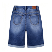 Shorts Bermuda de Jean para Mujer, de Talle Alto, con Dobladillo Reforzado, Elásticos, de 10 Pulgadas de Entrepierna, GRS Denim, Venta al por Mayor