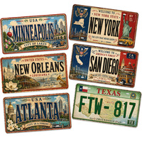 Targa in Metallo Vintage Stile USA, Insegna Rustica Retrò in Metallo, Decorazione Murale per Bar e Garage in Stile Antico