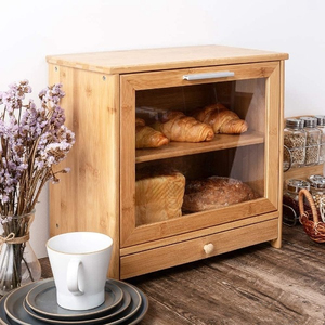 กล่องเก็บขนมปังแบบประกอบเอง ทำจากไม้ไผ่ธรรมชาติ สำหรับวางบนเคาน์เตอร์ครัว - Product Image 3
