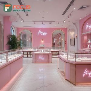 Mostrador de Exhibición de Joyería Minimalista con Acabado Laminado, Vitrina de Exhibición para Centro Comercial - Product Image 1