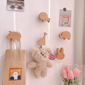 Colgador de gancho de pared de madera decorativo para habitación de niños ganchos de pared de madera de animales de la jungla lindos para colgar sombreros chaquetas