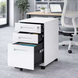 Armoire de classement mobile en acier sous le bureau, 3 tiroirs, armoire de rangement de bureau - Product Image 1