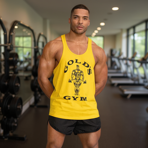 Débardeur pour homme Gold's Gym, jaune, sans manches, coupe musclée, t-shirt de sport, impression de logo personnalisée, respirant, séchage rapide, vêtements de sport - Product Image 2