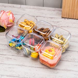 Boîte de rangement carrée en plastique transparent avec couvercle, empilable, pour desserts, collations, petits objets, organisateur - Product Image 4