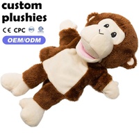 Marionnette interactive en peluche singe marron personnalisée à bas prix avec bouche mobile pour cadeau de vacances