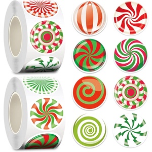 Etiquetas Adhesivas Navideñas <span class=keywords><strong>Kalolary</strong></span>, 16 Diseños, Etiquetas Redondas Adhesivas para Navidad, Sellos Decorativos Coloridos para Sobres Navideños - Product Image 1