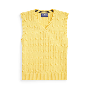LeBo vente en gros logo personnalisé en coton biologique <span class=keywords><strong>sans</strong></span> manches col en V câble garçons tricoté gilet <span class=keywords><strong>pull</strong></span> - Product Image 3