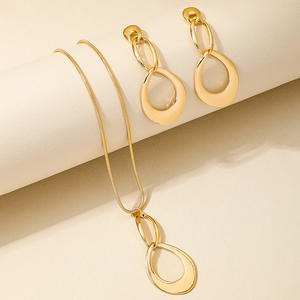 À la mode des femmes alliage goutte d'eau anneau gland Long pendentif dames collier boucles d'oreilles ensemble de bijoux - Product Image 2