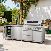 Barbecue à gaz extérieur haut de gamme C7 Premium à 6 brûleurs avec allumage électronique, certifié CE