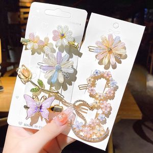 Hàn Quốc Side hairls Clip Phụ kiện tóc ngọc trai kẹp tóc <span class=keywords><strong>Set</strong></span> cho cô gái Daisy vàng ngọc trai rhinestone hoa tóc Clip <span class=keywords><strong>Set</strong></span> - Product Image 1