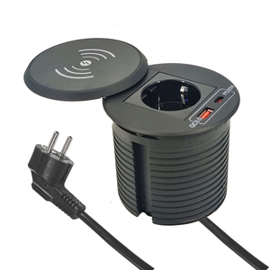 Enchufe de Corriente Redondo de 65W Personalizado de Fábrica al por Mayor, Enchufe Empotrado de Escritorio QC3.0 con Carga Inalámbrica Rápida para Teléfonos Móviles - Product Image 1