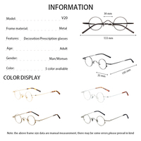 Lunettes optiques rondes de haute qualité cadre rétro niche conception artistique diamant non magnétique pour hommes femmes