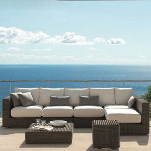 Set di Mobili da Giardino <span class=keywords><strong>in</strong></span> <span class=keywords><strong>Rattan</strong></span> e Vimini dal Design Moderno, <span class=keywords><strong>Divani</strong></span> e Tavoli Eleganti - Product Image 1