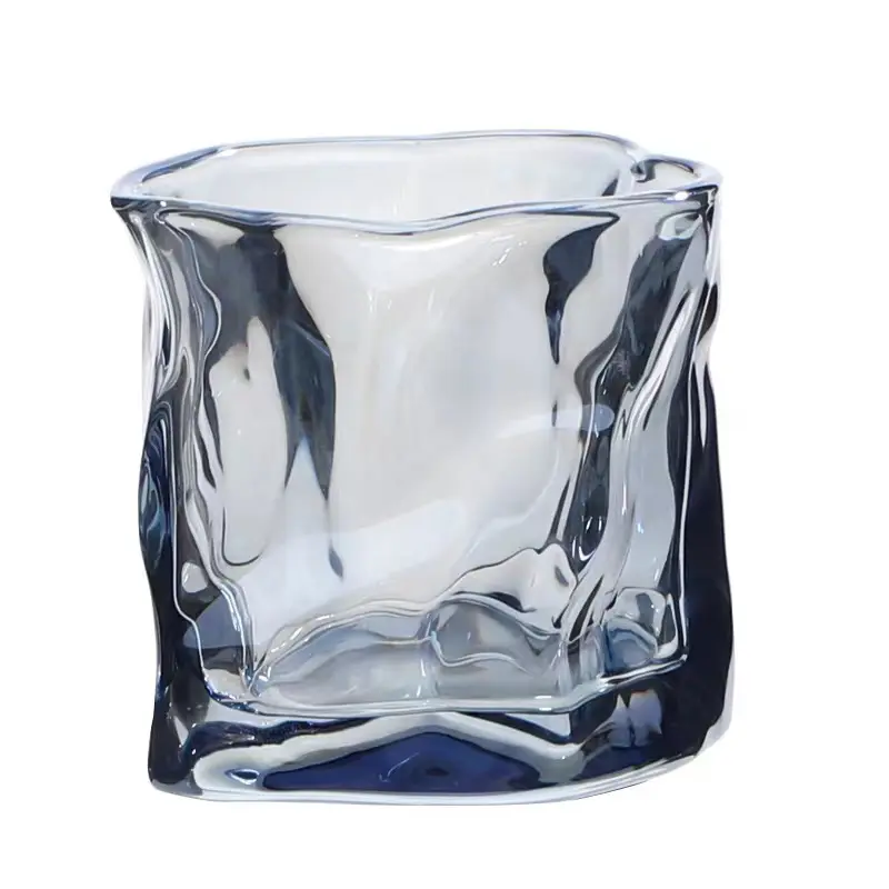 Caneca de vinho de cristal personalizada, xícara de vidro quadrada de beber simples, copo uísque de água, copo retrô de suco de café