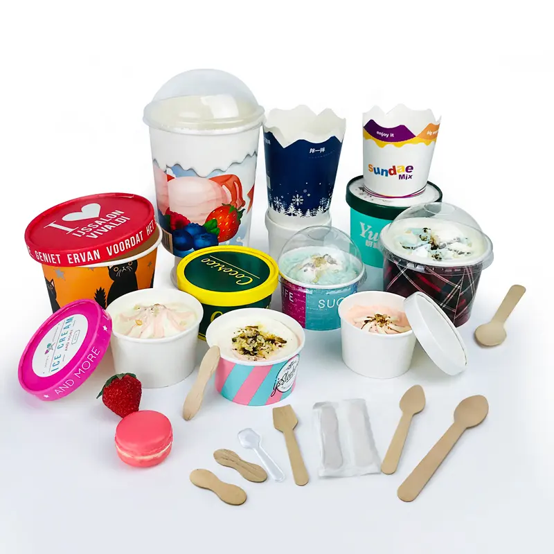 Papier container food grade eis tassen verpackung eis papier tasse