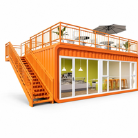 Café-bar-restaurant modulaire en conteneur préfabriqué avec terrasse sur le toit, kiosque, boutique de vente au détail mobile