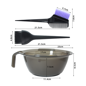 Ensemble de bol et pinceau pour coloration capillaire en plastique noir à prix de gros, outil de <span class=keywords><strong>coiffure</strong></span> de salon, poils en nylon - Product Image 2