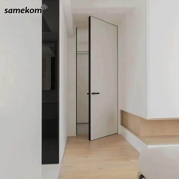 Pintu Samekom Top harga rendah porte maison kamar tidur tak terlihat interior hitam pintu tanpa bingkai dengan engsel tersembunyi