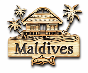 Logo personalizzato Maldive camera vista mare albero di cocco in legno inciso Souvenir frigorifero magnetico in legno magnete <span class=keywords><strong>frigo</strong></span> - Product Image 5