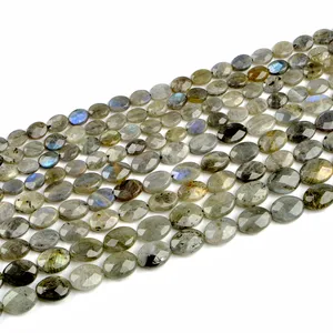 Hot Selling Factory Direct Sales Natural Gemstone Material Labradorite Faceted Oval Glitter Necklace Bracelet Accessories