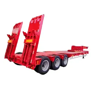 Goose neck Trailer 3 axle 40 ft flat half low bed loader hook board transport trailer for sale