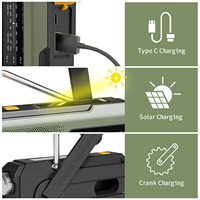 Senter LED engkol tangan Radio portabel Mini AM/FM/NOAA 2000mAh dengan tenaga surya untuk situasi darurat dibuat plastik tahan lama
