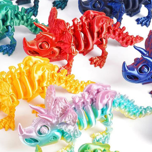 Squelette de Triceratops imprimé en 3D, <span class=keywords><strong>dinosaure</strong></span> articulé préhistorique, figurine 3D, décoration de bureau pour adultes - Product Image 4