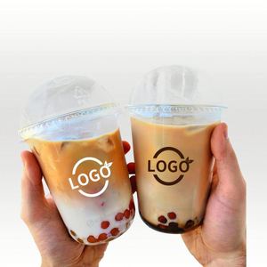 Tapa de Vaso Transparente Desechable en Forma de U de 90 mm de Diámetro, Personalizada con Logotipo, de PET/PP, para Llevar, para Jugos, Leche, Smoothies, Agua Mineral - Product Image 1