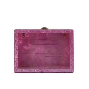 Новинка, ярко-Розовая прозрачная акриловая сумка с мраморным жемчугом, специальный витринный чехол, женские сумочки-клатчи