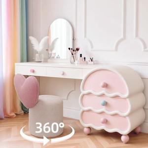 Tabouret de maquillage en forme de cœur, couleur crème, avec dossier, chaise pivotante pour chambre à coucher, usage domestique, adultes, enfants, personnes âgées - Product Image 2