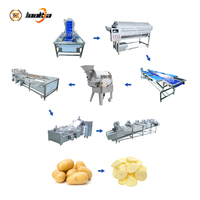 Automatische industriële aardappelverwerkingslijn, groenteborstel-schiller, bubbelspoelmachine, snijmachine, aardappelproductielijn