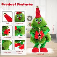 Poupée en peluche d'arbre de Noël chantant et dansant avec 8 chansons musicales Electric Santa Elk Stuffed Toys Music Cactus Electronic Figure