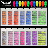 CY 6 Grilles Fluorescent Strass Diamants Néon Fond Plat Diamant DIY Nail Décoré Avec K9 Verre Pierre Accessoires