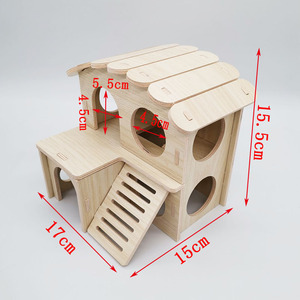 En gros, Maisonnette pour hamster en bois, Nid de repos, Balançoire, Balançoire à bascule, Villa à deux étages, Style moderne Teddy Bear, Pour usage intérieur, Jouet d'aménagement paysager - Product Image 4
