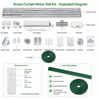 Kit de rail de rideau intelligent Tuya WiFi Zigbee DIY, rail de rideau électrique en aluminium assemblé avec moteur Alexa
