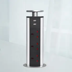 CE UK power electrical outlet pop up universal power multiple tower socket for kitchen and office