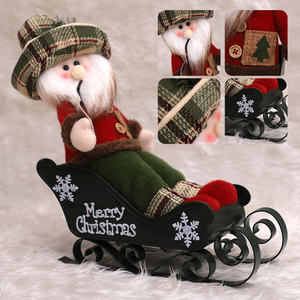 Décoration de Noël : Figurine de Père Noël et Bonhomme de Neige assis sur traîneau, Poupée festive pour la maison, Joyeux Nouvel An - Product Image 3