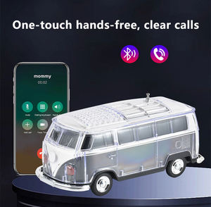 Mini haut-parleur sans fil vintage en forme de bus, coque transparente, lumière flash RGB 7 couleurs, radio FM, appels mains libres, USB, carte TF - Product Image 4