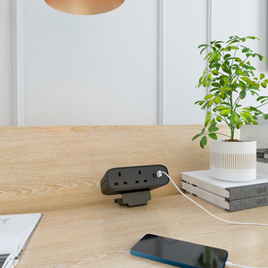 OMNI英国现代风格13A额定电流<span class=keywords><strong>2</strong></span>交流桌面插座电源板通用串行总线充电端口多设备夹桌面条 - Product Image 4