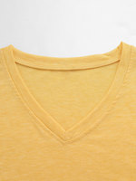 T-shirt décontracté en coton pour femme, basique, uni, à manches courtes, col en V