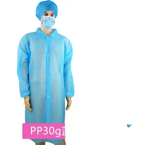 MOQ 1 יחידות מעיל מעבדה חד פעמי מעילי מבקרים חד פעמיים שמלות בית חולים חד פעמיות מעיל מעבדה כירורגי