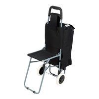 Chariot de courses à roulettes léger, polyvalent, avec sac glacière avant et chaise, offre spéciale