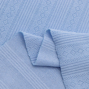 Giao hàng nhanh 2 ngày Vải Pointelle 220gsm 96.5% Polyester 3.5% Spandex Vải dệt Jacquard dành cho quần áo nữ mùa xuân - Product Image 5