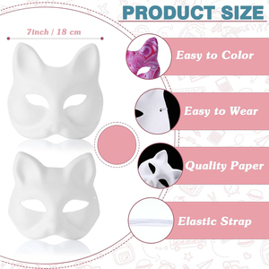 Máscaras de Papel con Pedrería, Máscaras Blancas de Mascarada para Gatos, Máscaras Completas para la Cara, <span class=keywords><strong>en</strong></span> Blanco para Proyectos Artísticos, Teatro, Halloween, Cosplay, Aula - Product Image 2